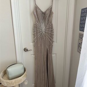Elegant Silver Evening Gown